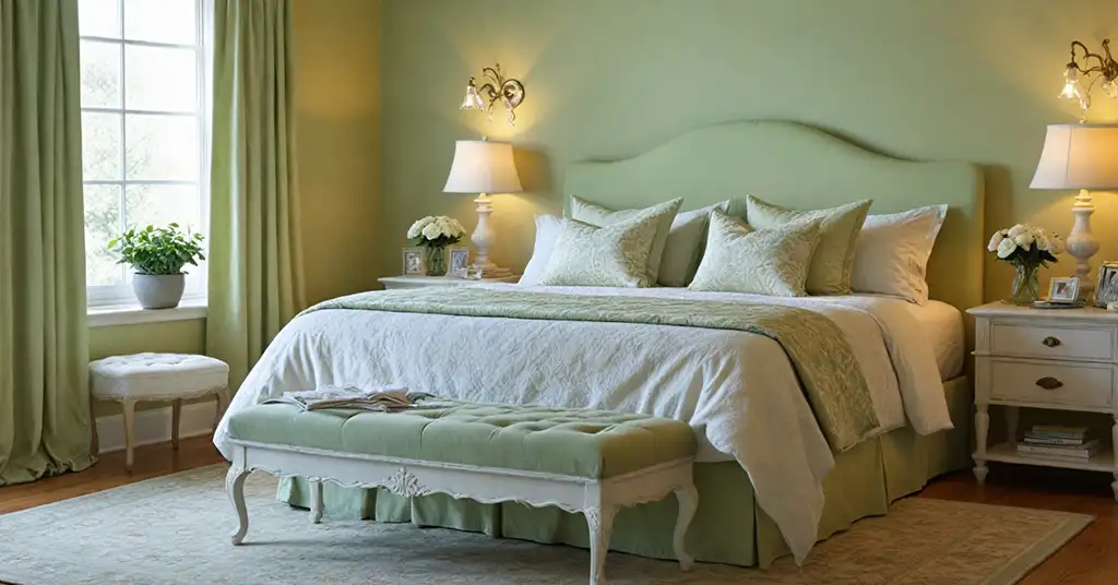 Bilik Tidur Romantik Menenangkan Hijau Pastel