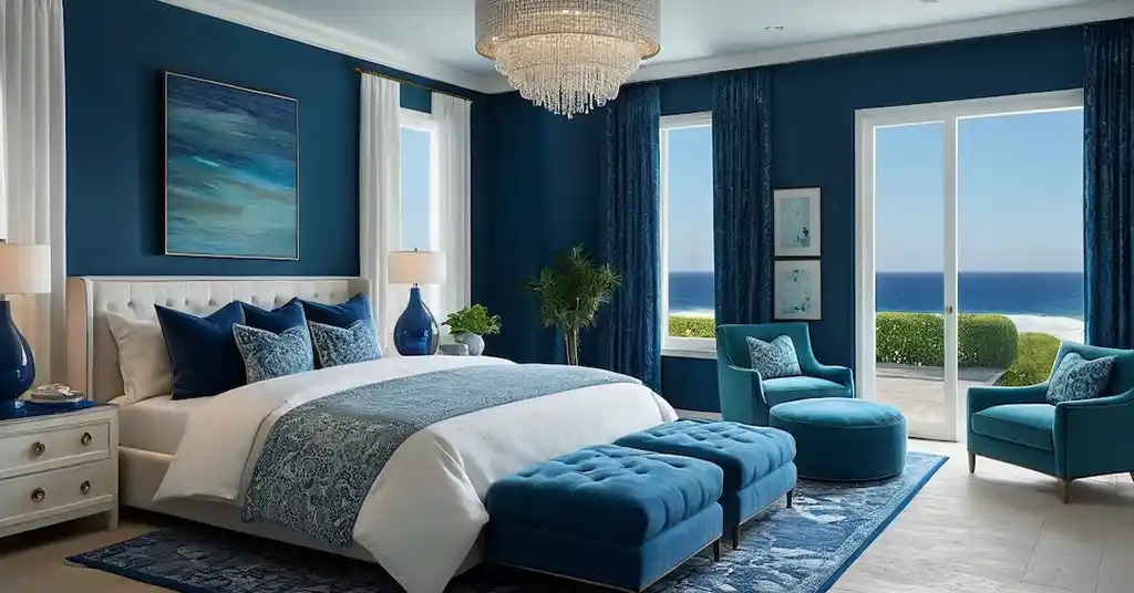 Bilik Tidur Romantik Moden Biru Laut