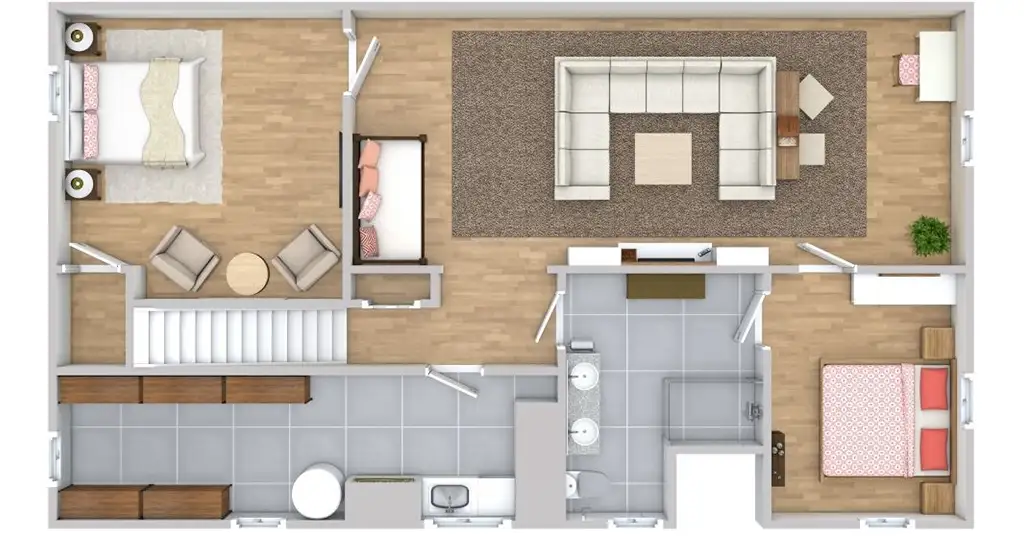 Contoh Plan Rumah 2 Bilik Dengan Ruang Tamu Luas Mewah