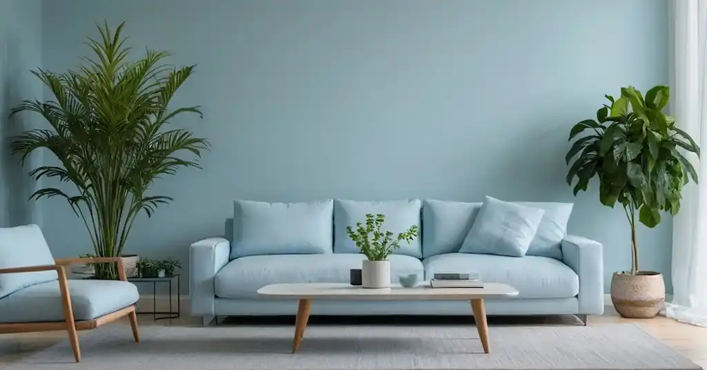 Idea Warna Cat Ruang Tamu Biru Ais yang sejuk