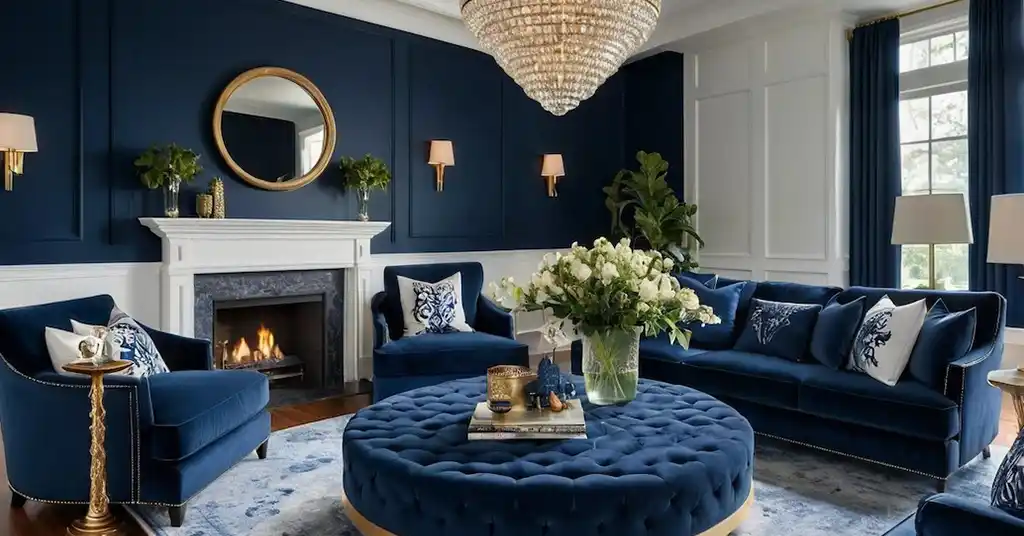 Idea Warna Cat Ruang Tamu Biru Navy yang Sejuk