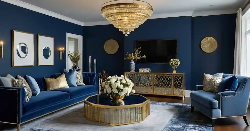 Idea Warna Cat Ruang Tamu yang Sejuk Biru Navy