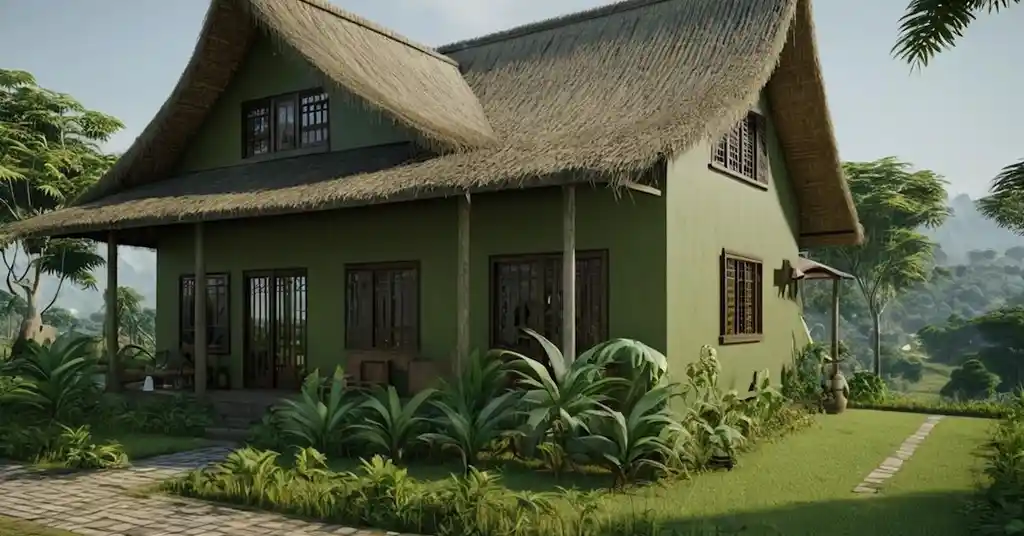 Warna Cat Luar Rumah Kampung Hijau Zatun Sederhana