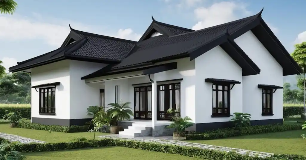Warna Cat Luar Rumah Kampung Hitam dan Putih Menarik