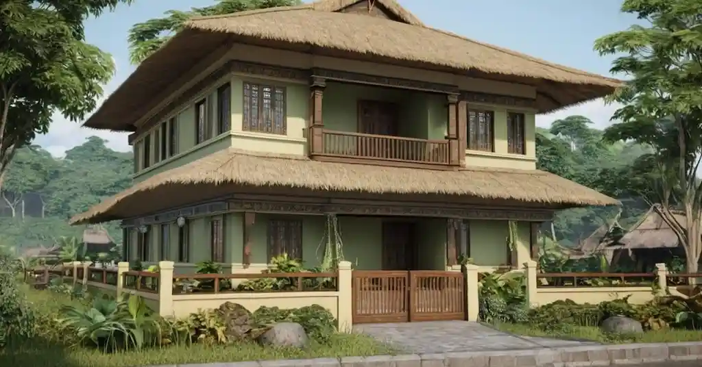 Warna Cat Luar Rumah Kampung Jerami Sage Sederhana