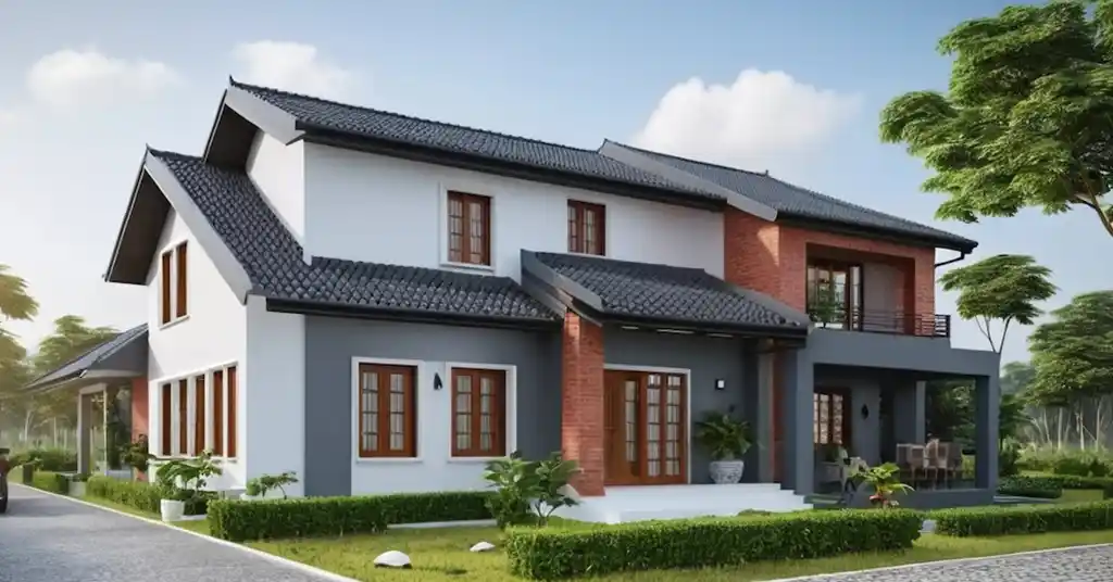 Warna Cat Luar Rumah Kampung Kelabu Gelap Kelabu Pucat dan Merah Bata yang Menarik