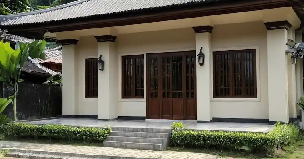 Warna Cat Luar Rumah Kampung Kelabu Setuju Sederhana