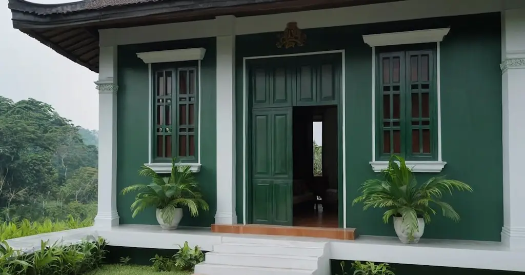 Warna Cat Luar Rumah Kampung Menarik Hijau Hutan dan Putih