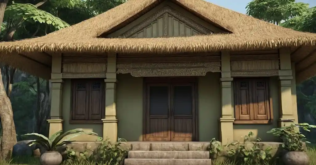 Warna Cat Luar Rumah Kampung Menarik Jerami