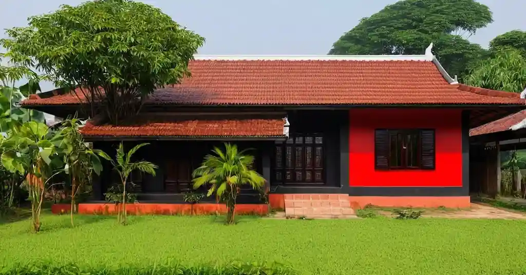 Warna Cat Luar Rumah Kampung Menarik Merah dan Hitam