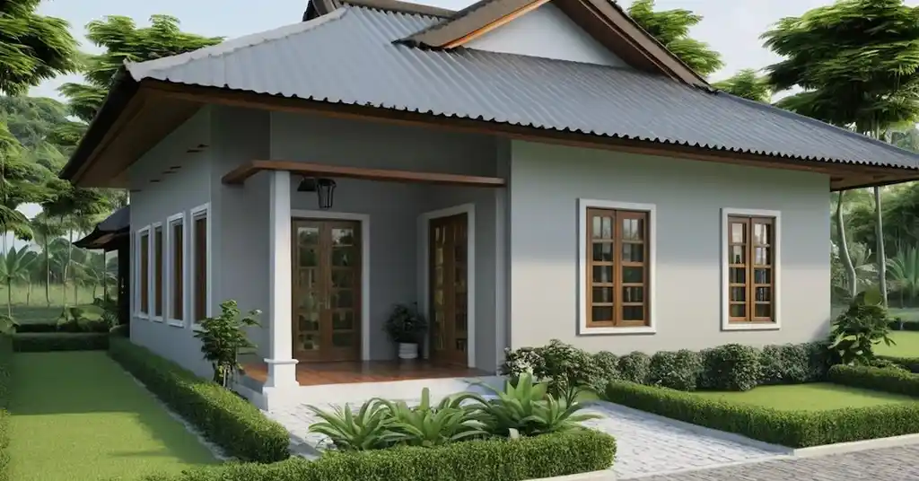 Warna Cat Luar Rumah Kampung Putty Kelabu Menarik