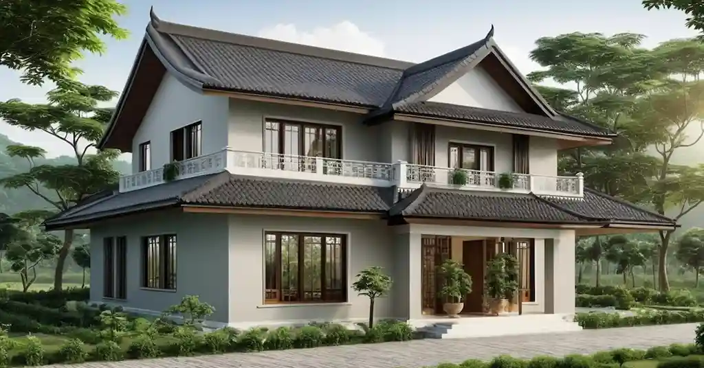 Warna Cat Luar Rumah Kampung Putty Kelabu Sederhana