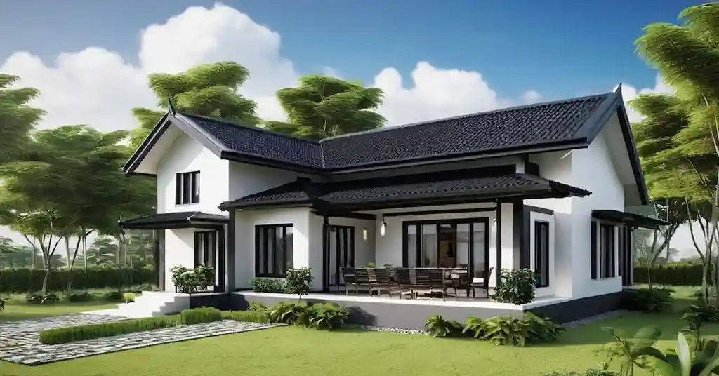 Warna Cat Luar Rumah Kampung Warna Hitam dan Putih