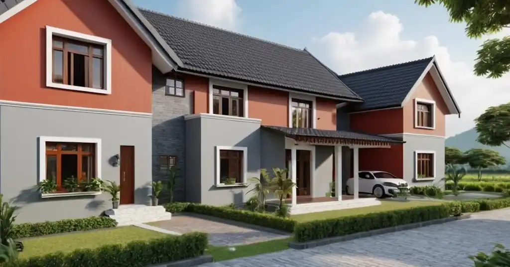 Warna Cat Luar Rumah Kampung Warna Kelabu Gelap Kelabu Pucat dan Merah Bata