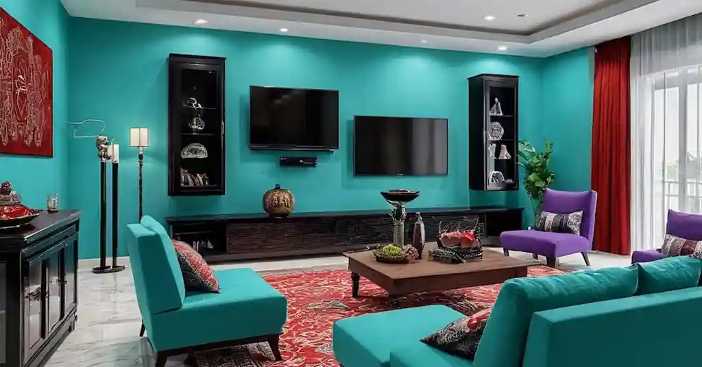 Warna Cat Ruang Tamu Biru Turquoise Mewah