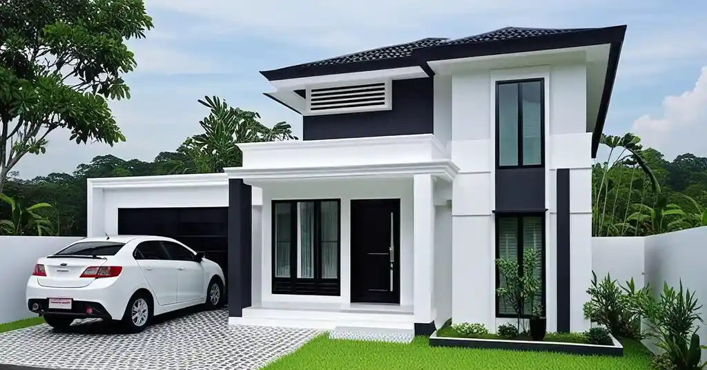 Contoh Design Rumah Moden Simple Palet Warna Monokrom
