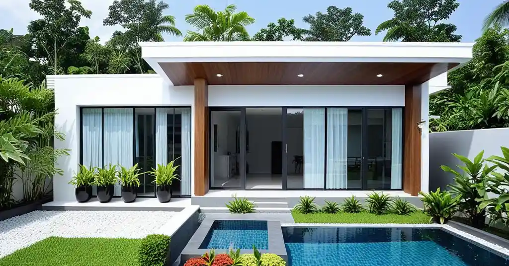 Contoh Design Rumah Moden Simple Terbuka dengan Ruang Taman