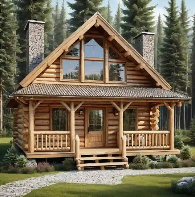 Design Rumah Kampung Kabin Kayu