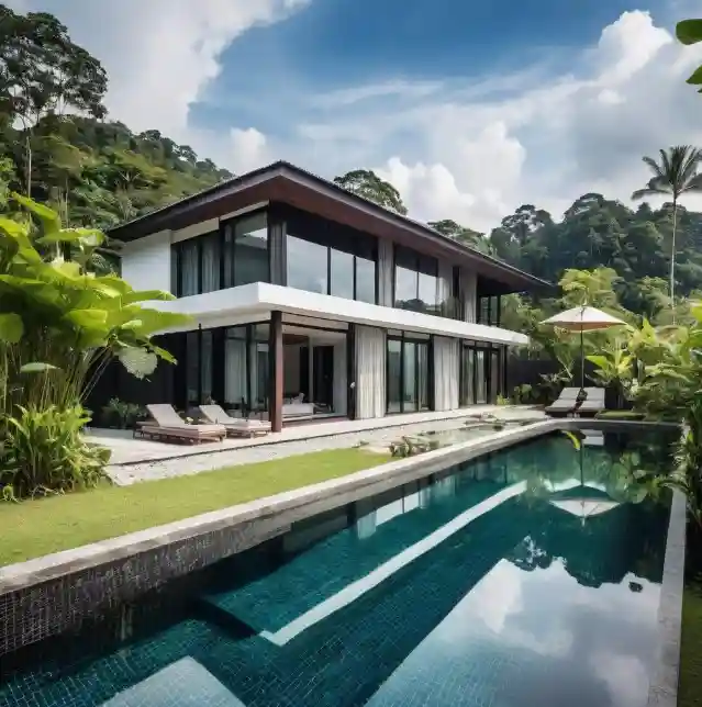 Idea Design Rumah Kampung Modern dengan Kolam