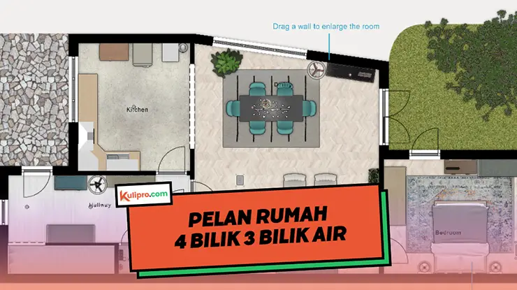 Pelan Rumah 4 Bilik 3 Bilik Air