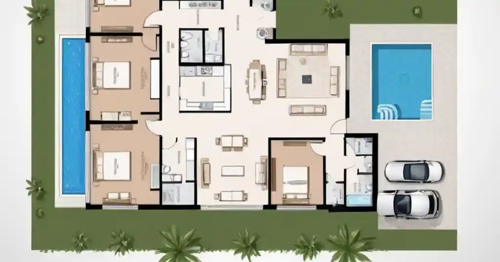 Rumah 4 Bilik Kolam Renang