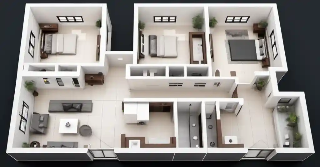 Rumah 4 Bilik dengan Lorong