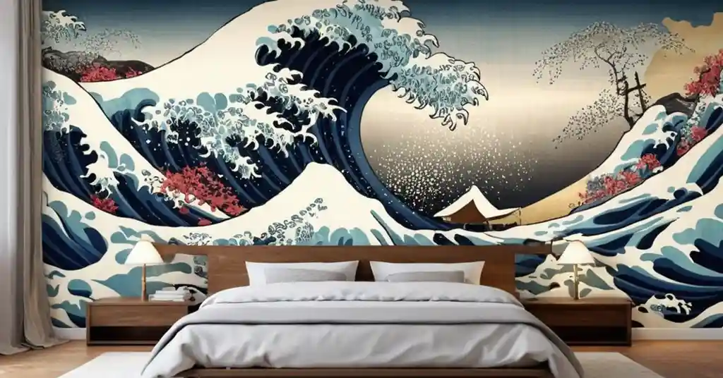 6. Wallpaper Bilik Tidur Perempuan Gelombang Jepun