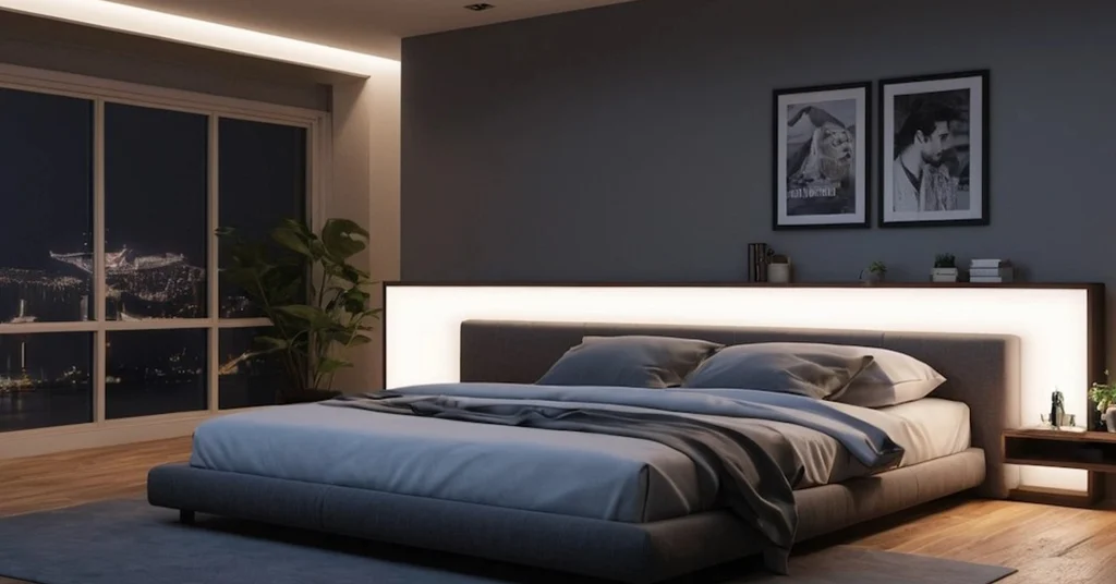 Cahaya LED di Belakang Katil Hiasan Bilik Tidur Suami Isteri