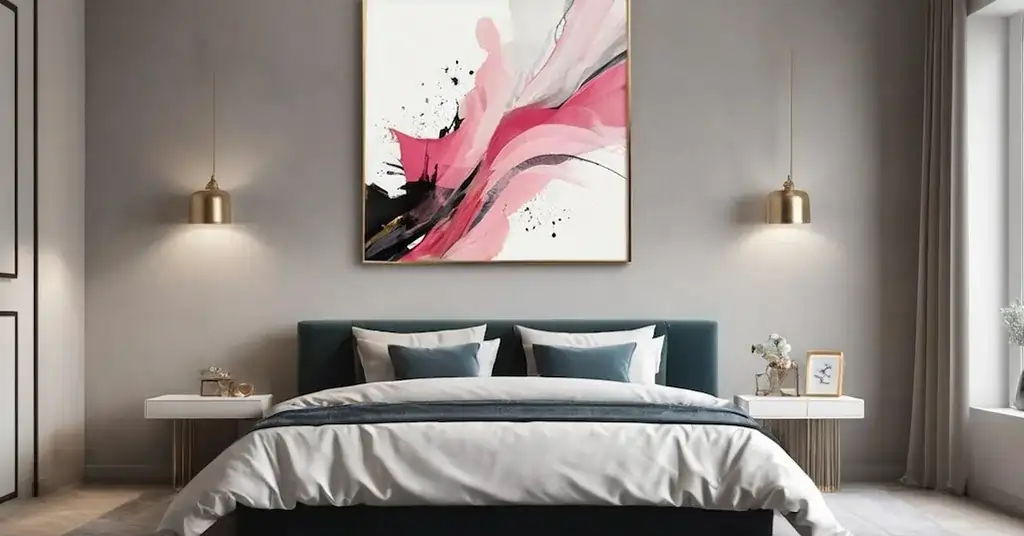 Deco Bilik Pengantin Simple Gambar Abstrak Sebagai Hiasan