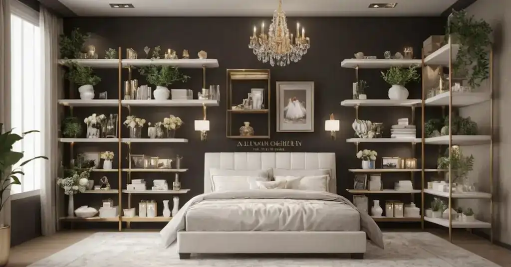 Deco Bilik Pengantin Simple Rak Terbuka untuk Aksesori
