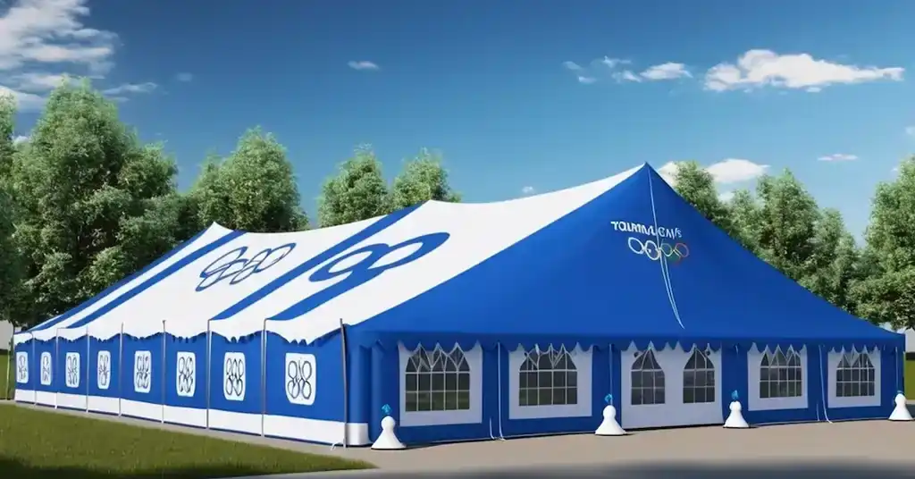 Hiasan Khemah Rumah Sukan Biru Tema Sukan Olimpik