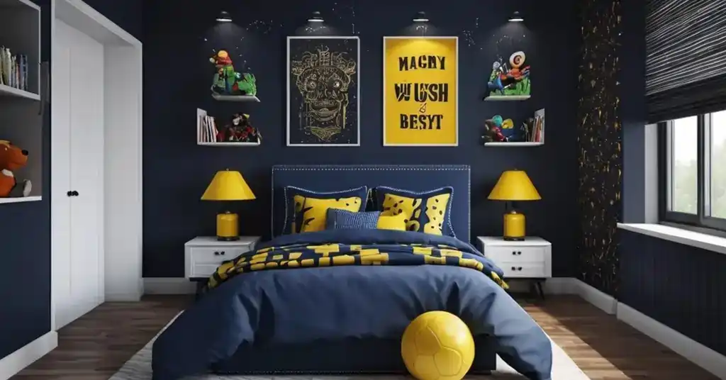 Idea Wallpaper Bilik Tidur Lelaki Kombinasi Warna Gelap dengan Aksen Cerah
