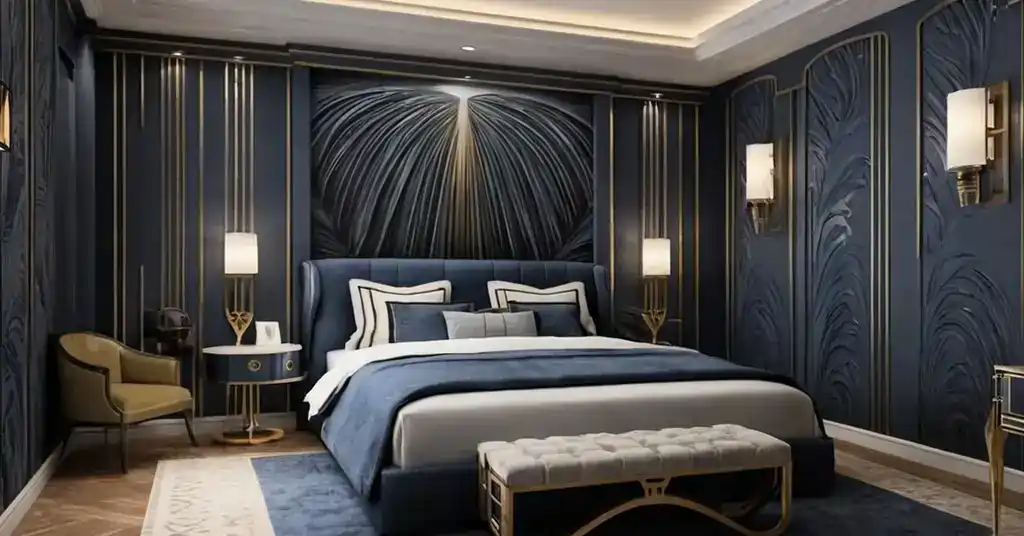 Idea Wallpaper Bilik Tidur Lelaki Motif Gaya Art Deco