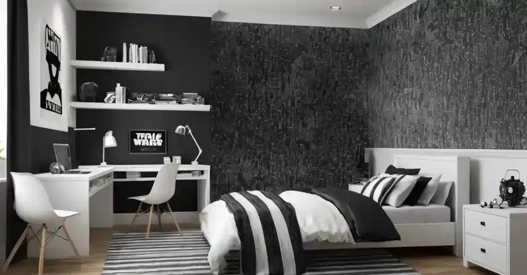 Idea Wallpaper Bilik Tidur Lelaki Motif Minimalis Aksen Monokrom
