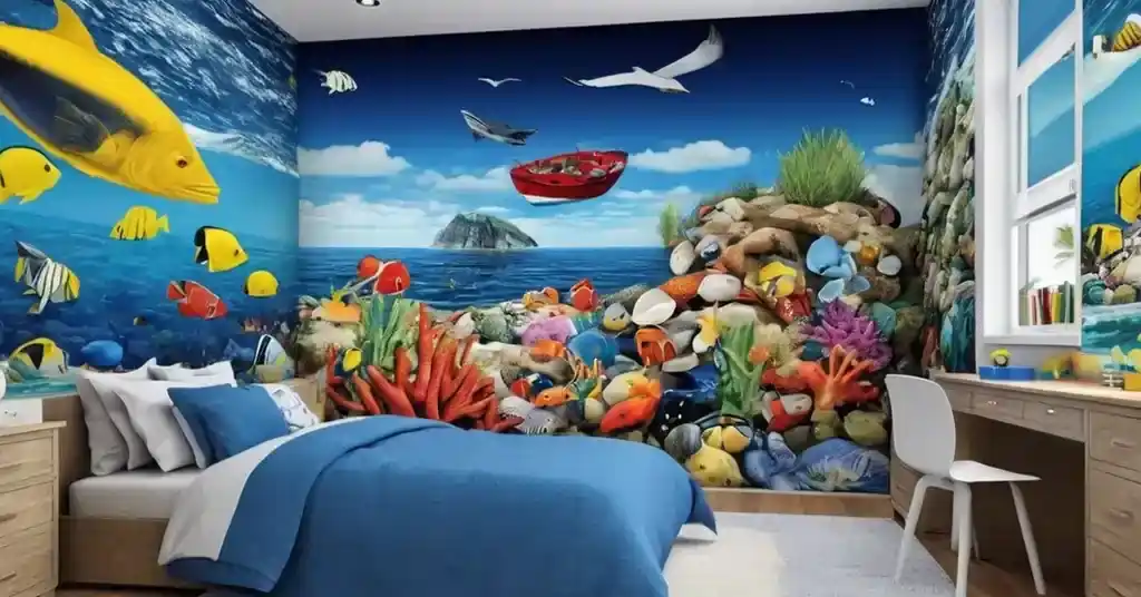 Idea Wallpaper Bilik Tidur Lelaki Tema Coastal Warna Cerah