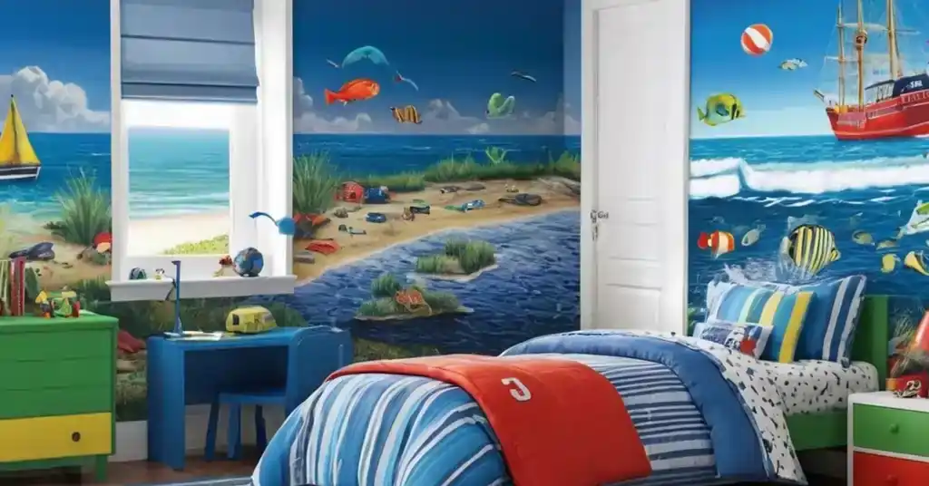 Idea Wallpaper Bilik Tidur Lelaki Tema Coastal dengan Warna Cerah