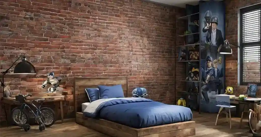 Idea Wallpaper Bilik Tidur Lelaki Tema Industri Dinding Bata