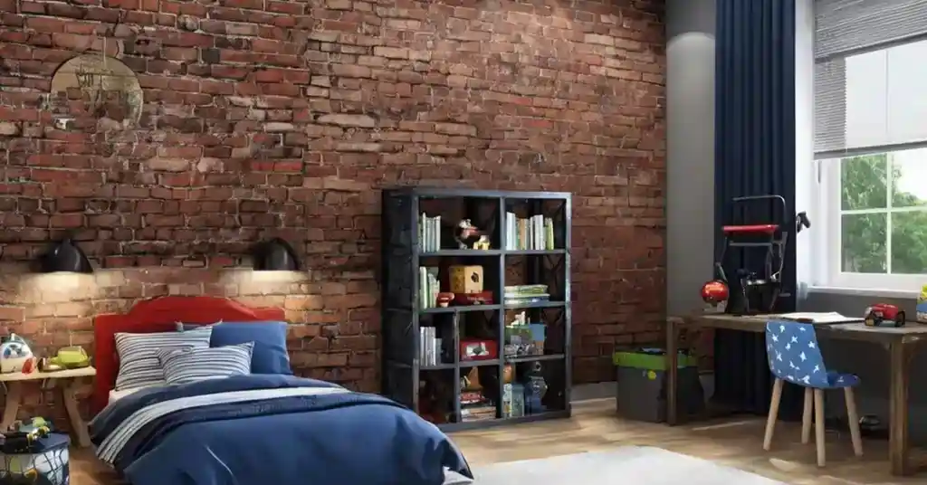Idea Wallpaper Bilik Tidur Lelaki Tema Industri dengan Dinding Bata