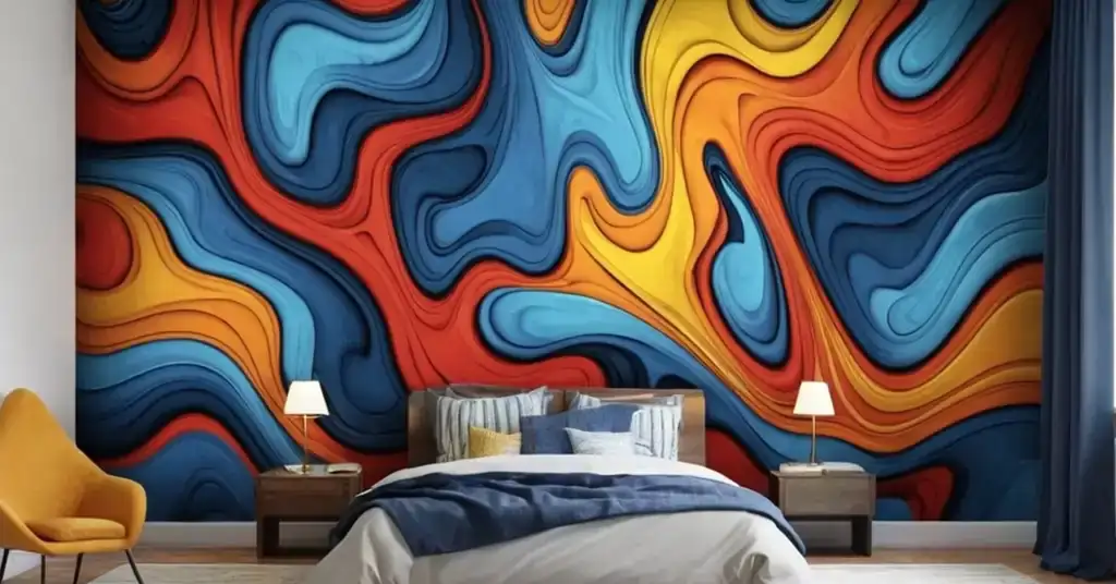 Idea Wallpaper Bilik Tidur Lelaki Wallpaper Mural dengan Rekaan Abstrak