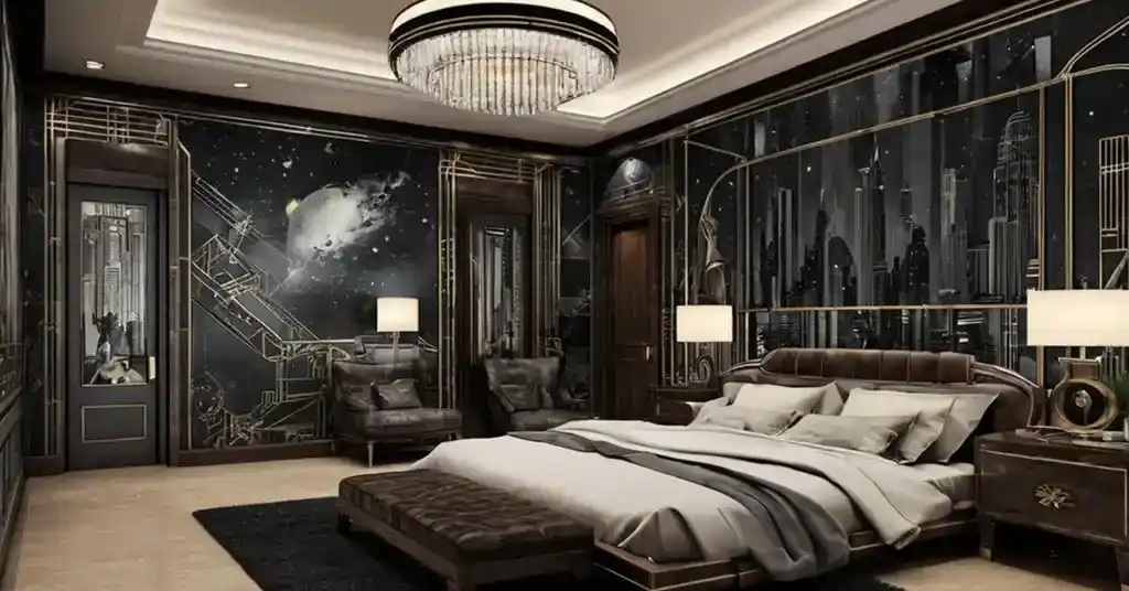 Idea Wallpaper dinding Bilik tidur Lelaki Gaya Art Deco