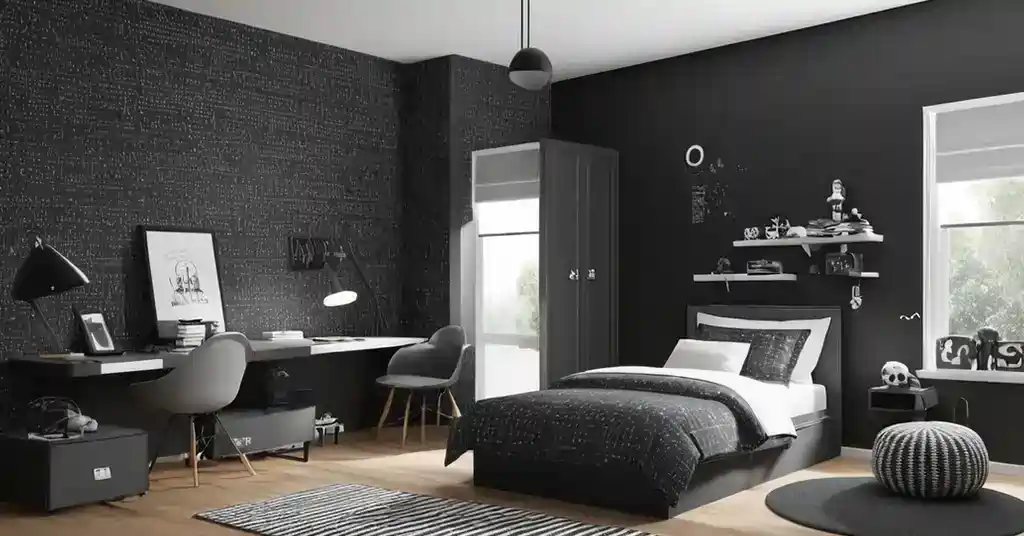 Idea Wallpaper dinding Bilik tidur Lelaki Minimalis dengan Aksen Monokrom