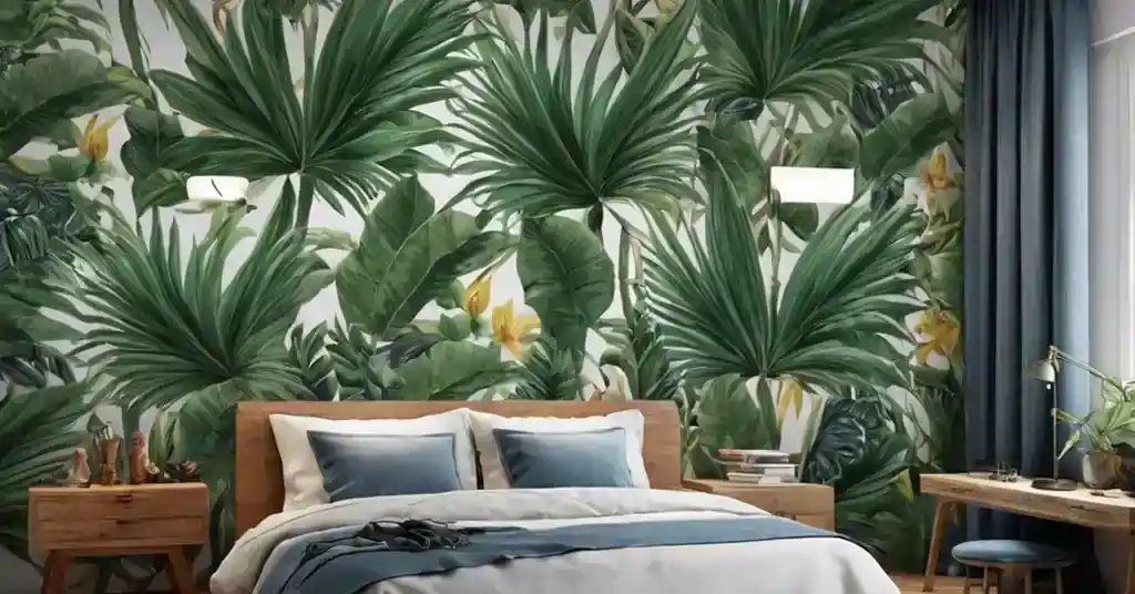 Idea Wallpaper dinding Bilik tidur Motif Tropika