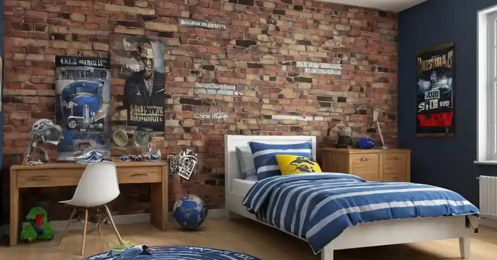 Idea Wallpaper dinding Bilik tidur Tema Industri dengan Dinding Bata