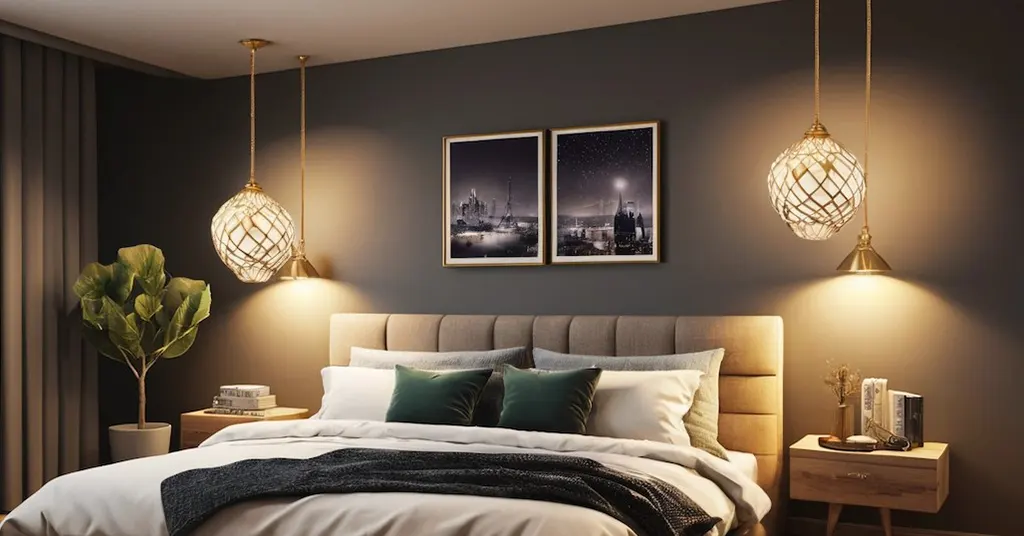 Penggunaan Lampu Gantung yang Unik Hiasan Bilik Tidur Suami Isteri