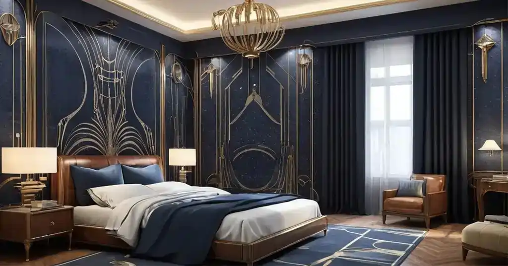 Wallpaper Bilik Tidur Lelaki Gaya Art Deco