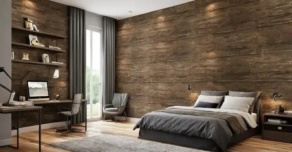 Wallpaper Bilik Tidur Lelaki Tema ekstur Kayu