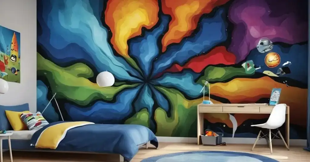 Wallpaper Bilik Tidur Lelaki Wallpaper Mural dengan Rekaan Abstrak