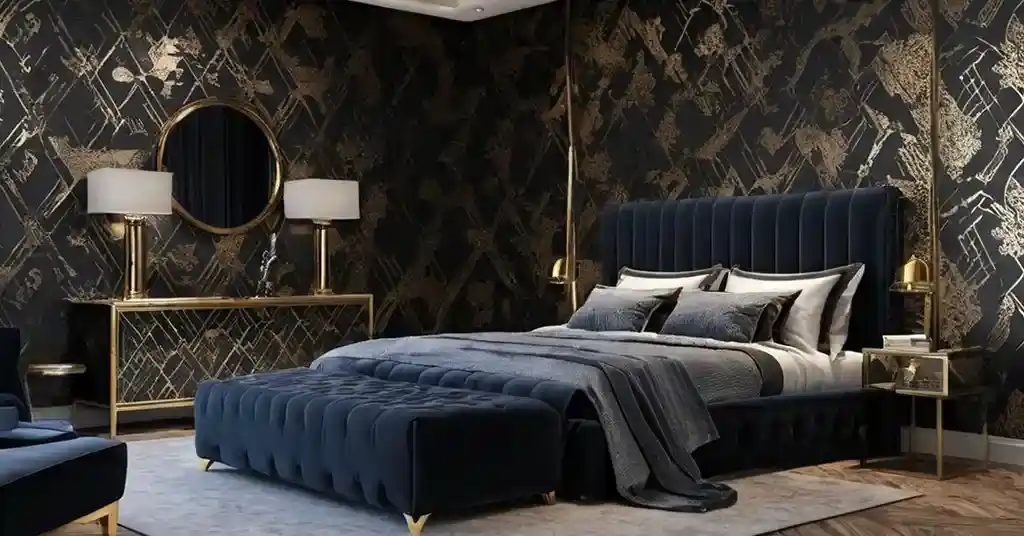 Wallpaper Bilik Tidur Lelaki Warna Gelap dan Kombinasi Metalik
