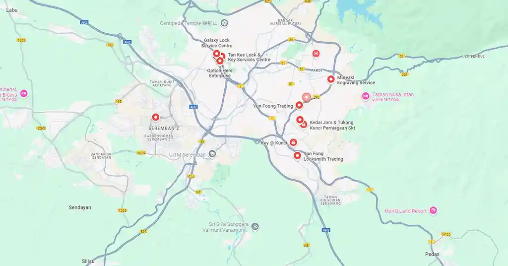 Senarai Kedai Kunci Seremban