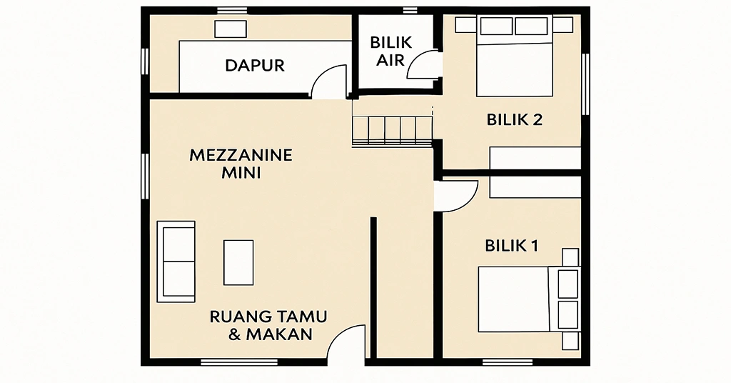 2 Bilik dengan Mezzanine Mini
